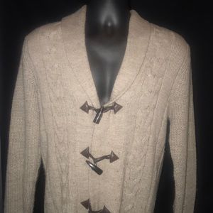 Horn button front Sweater with elbow patches